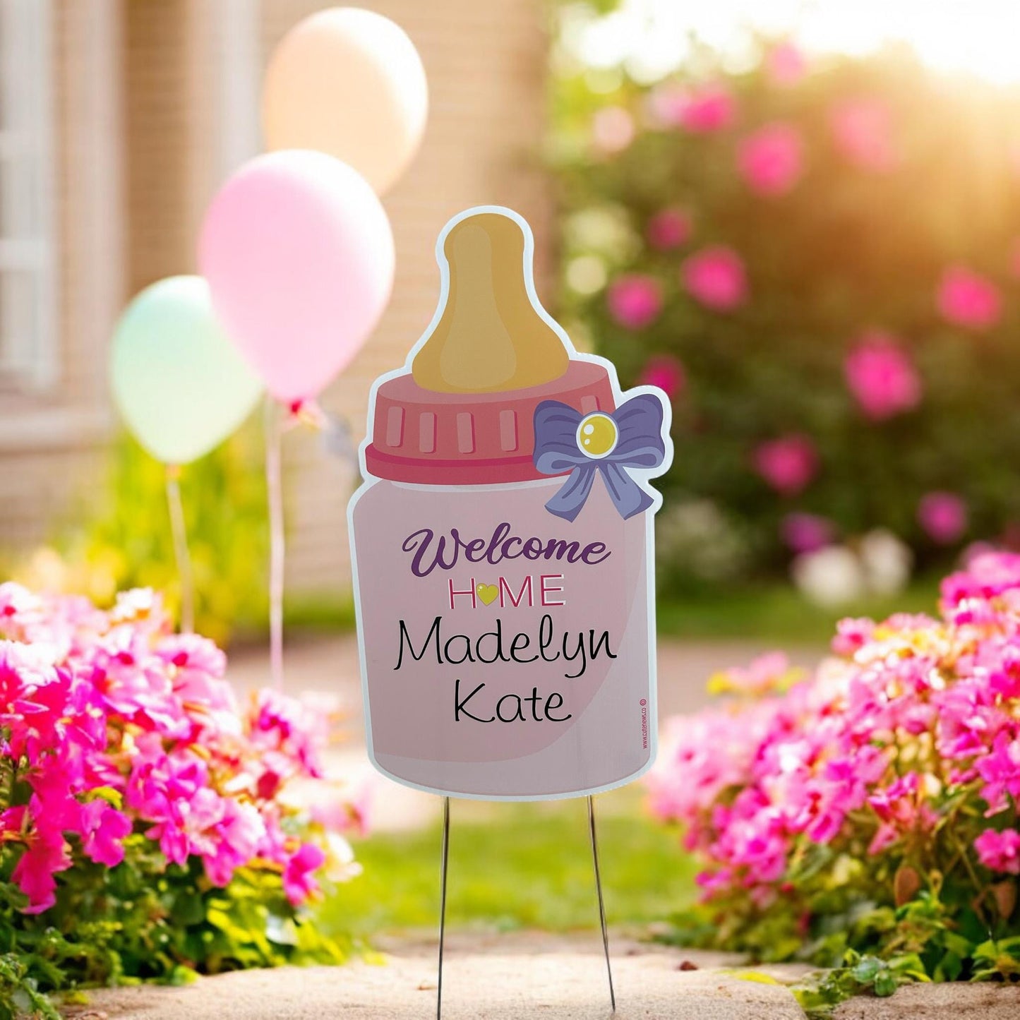 Personalized Baby Bottle Yard Sign: Welcome Home Newborn Announcement - Outdoor Decor