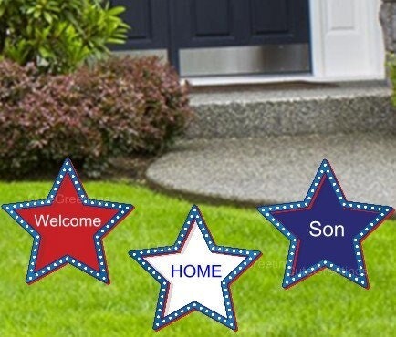 Welcome Home Dad Star Yard Art: Patriotic Lawn Decoration