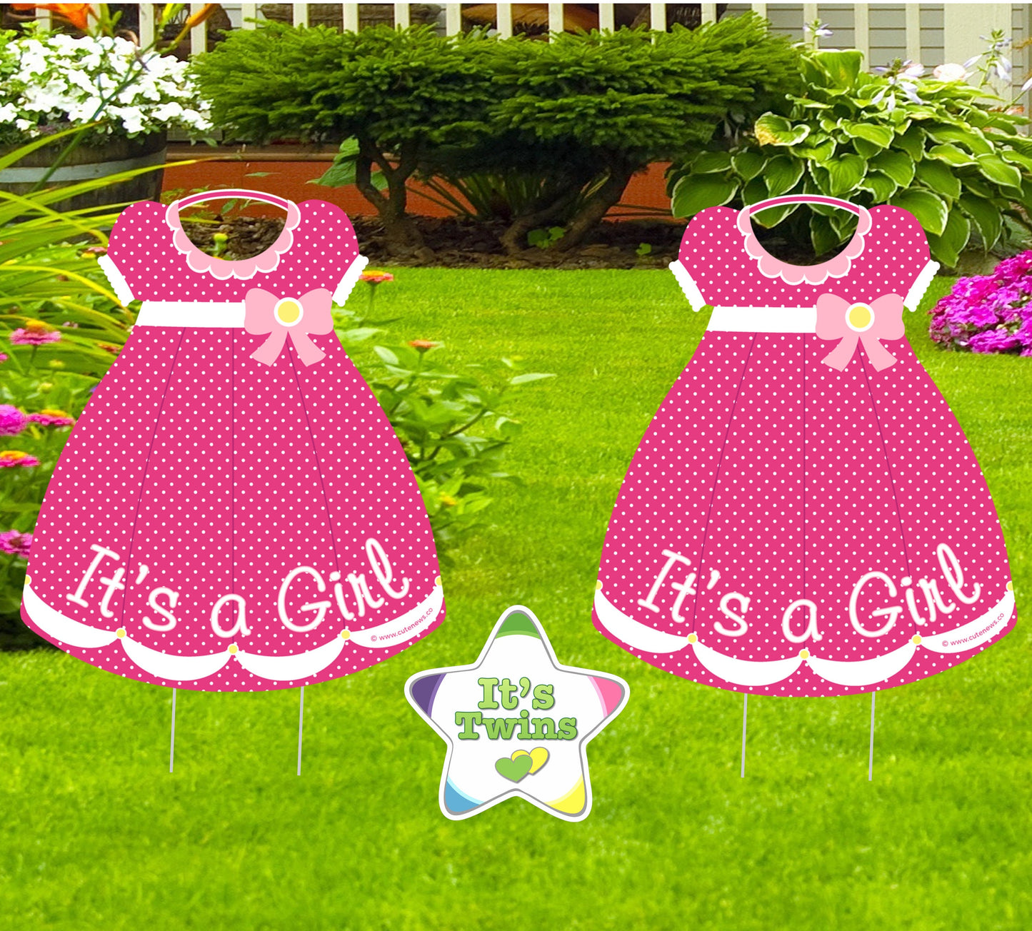 Twin Girls Baby Announcement Yard Signs: Welcome Home Decor