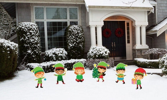 Personalized Christmas Elf Yard Sign Sets: Outdoor Lawn Decor