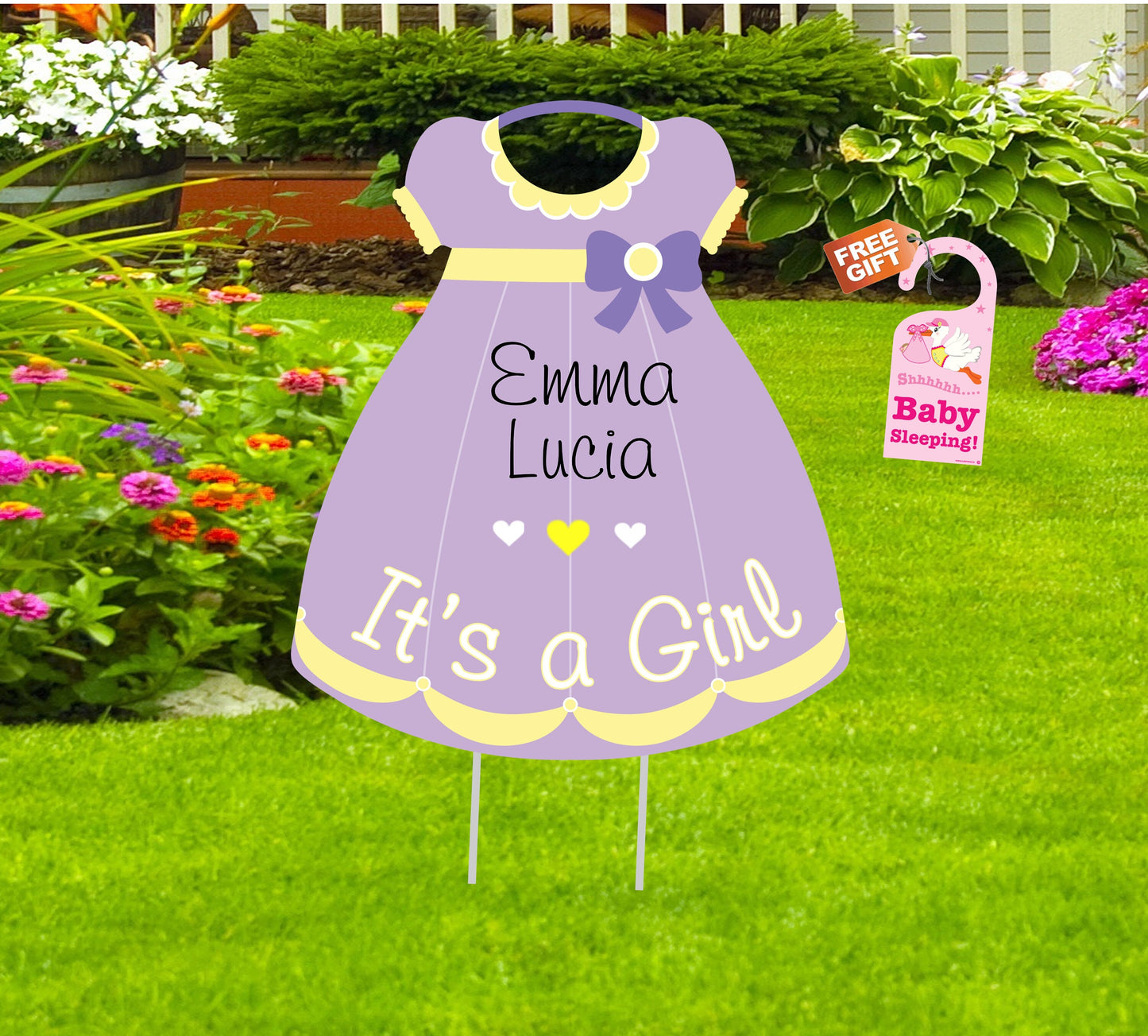 It's a Girl Yard Sign: Stork Baby Announcement, Custom Lawn Decoration