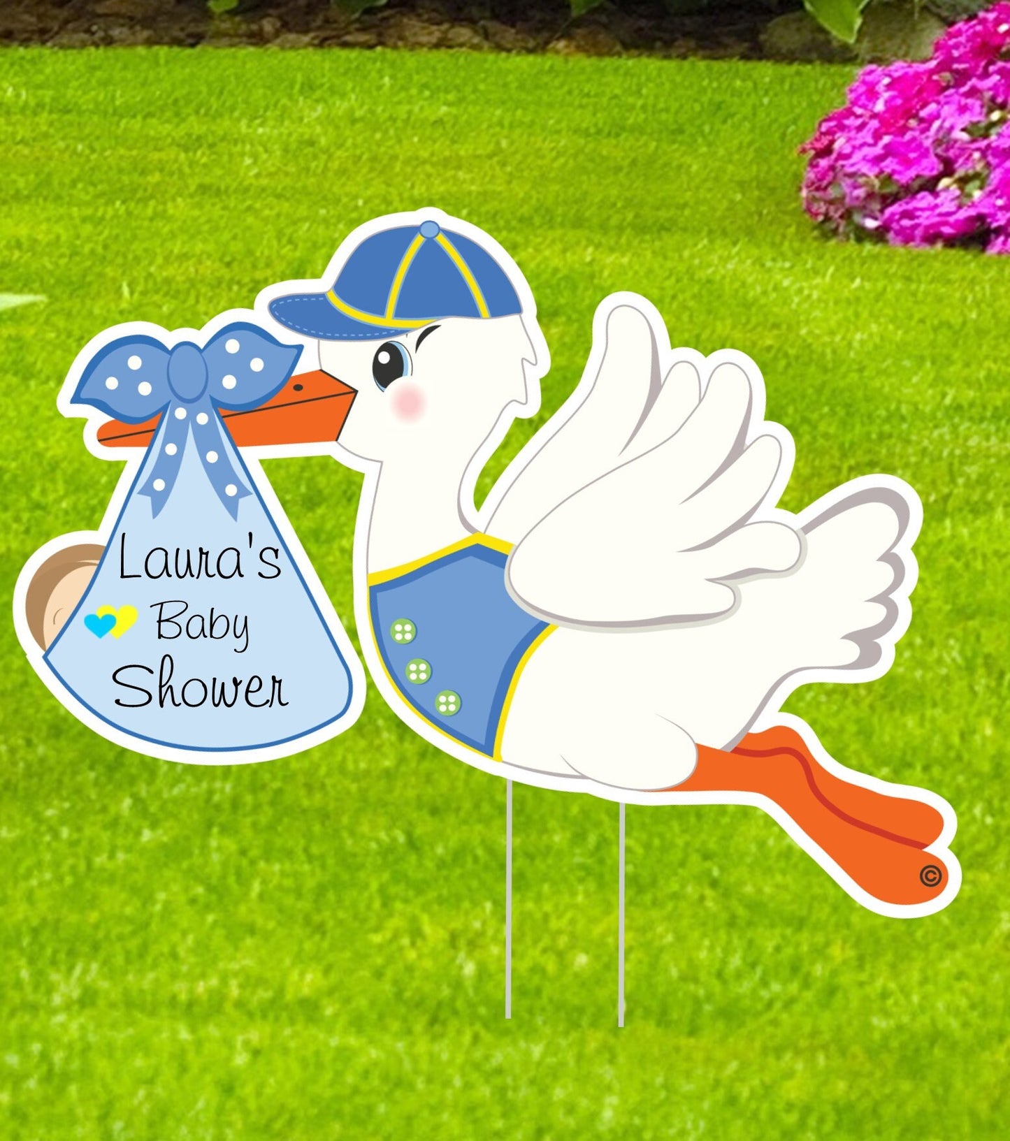 Stork Baby Shower Yard Sign: Personalized Newborn Announcement - Outdoor Decor