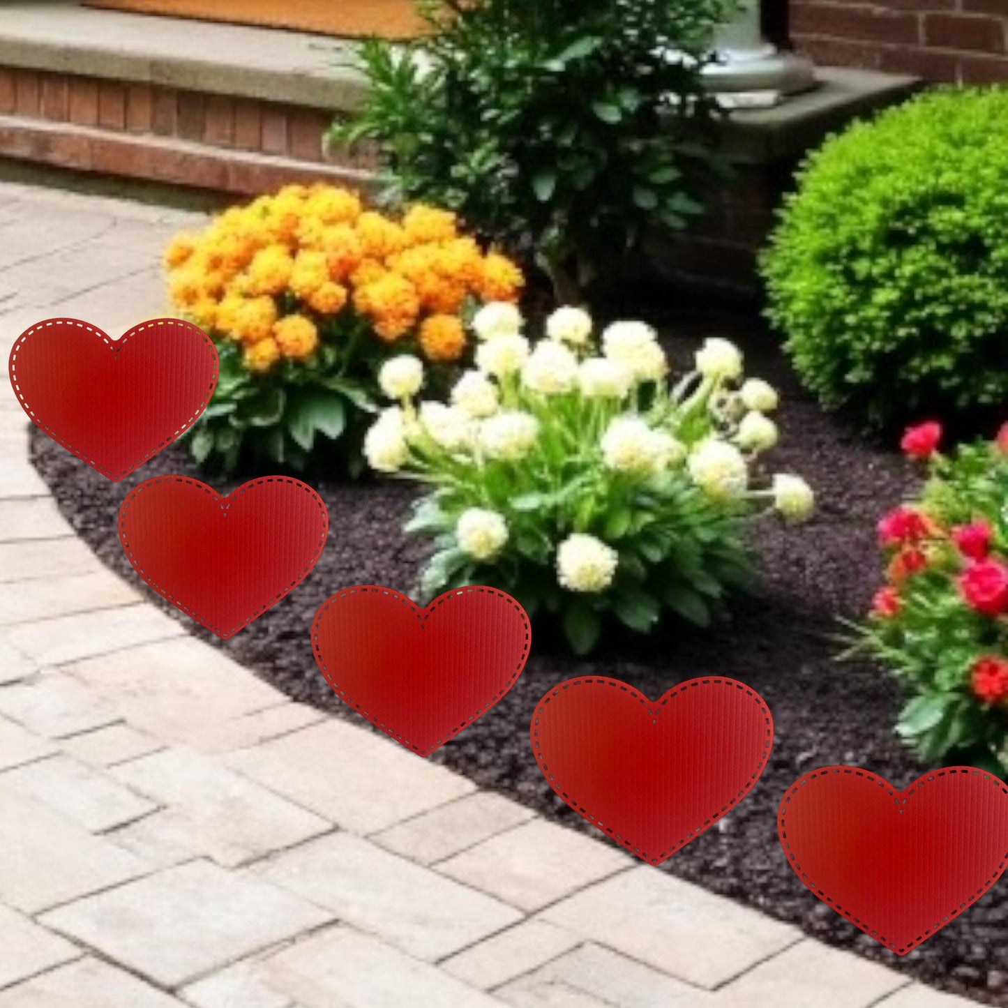 Valentine's Day Heart Yard Signs: Outdoor Party Lawn Decorations - Set of 12