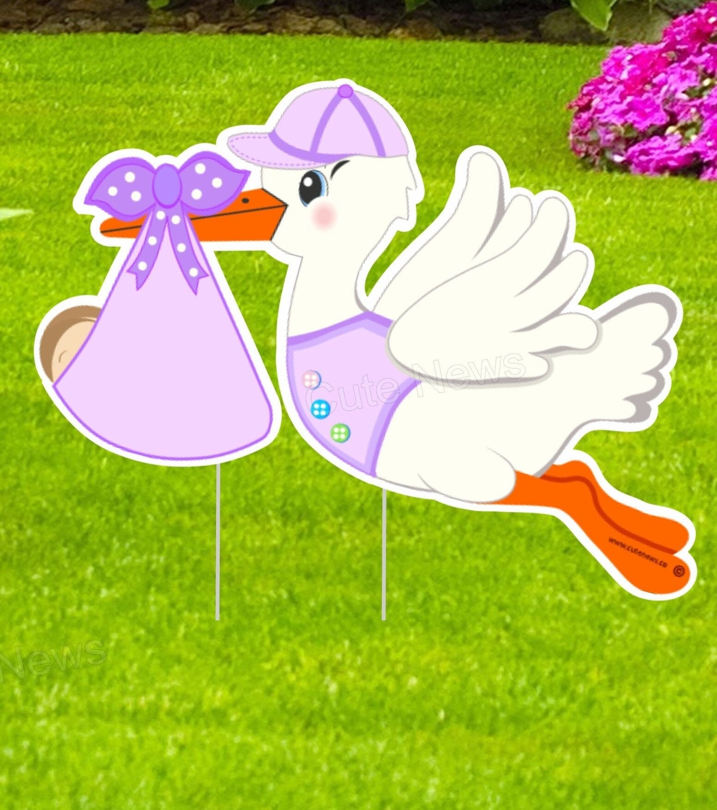 Stork Yard Sign: Welcome Home Baby Announcement - Custom Name