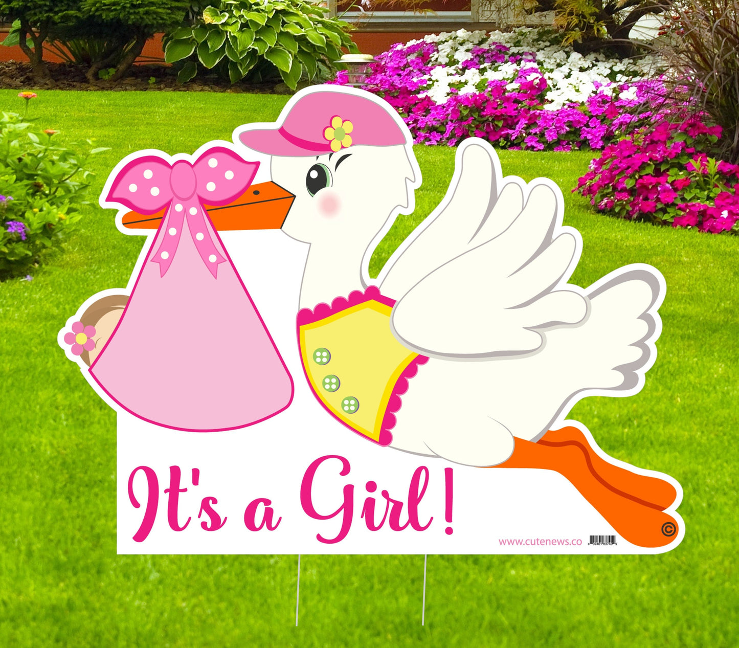 Its a Girl Stork Yard Sign: Welcome Home Baby Announcement