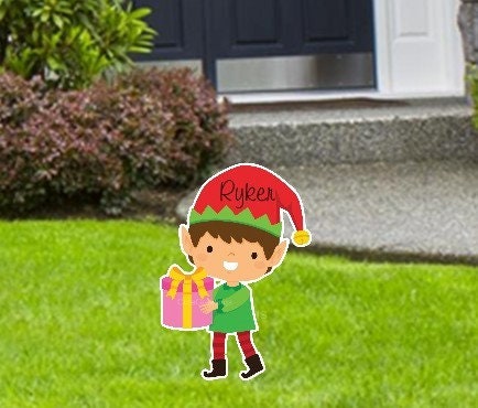 Personalized Christmas Elf Yard Sign: Custom Holiday Outdoor Decor - Christmas Gift