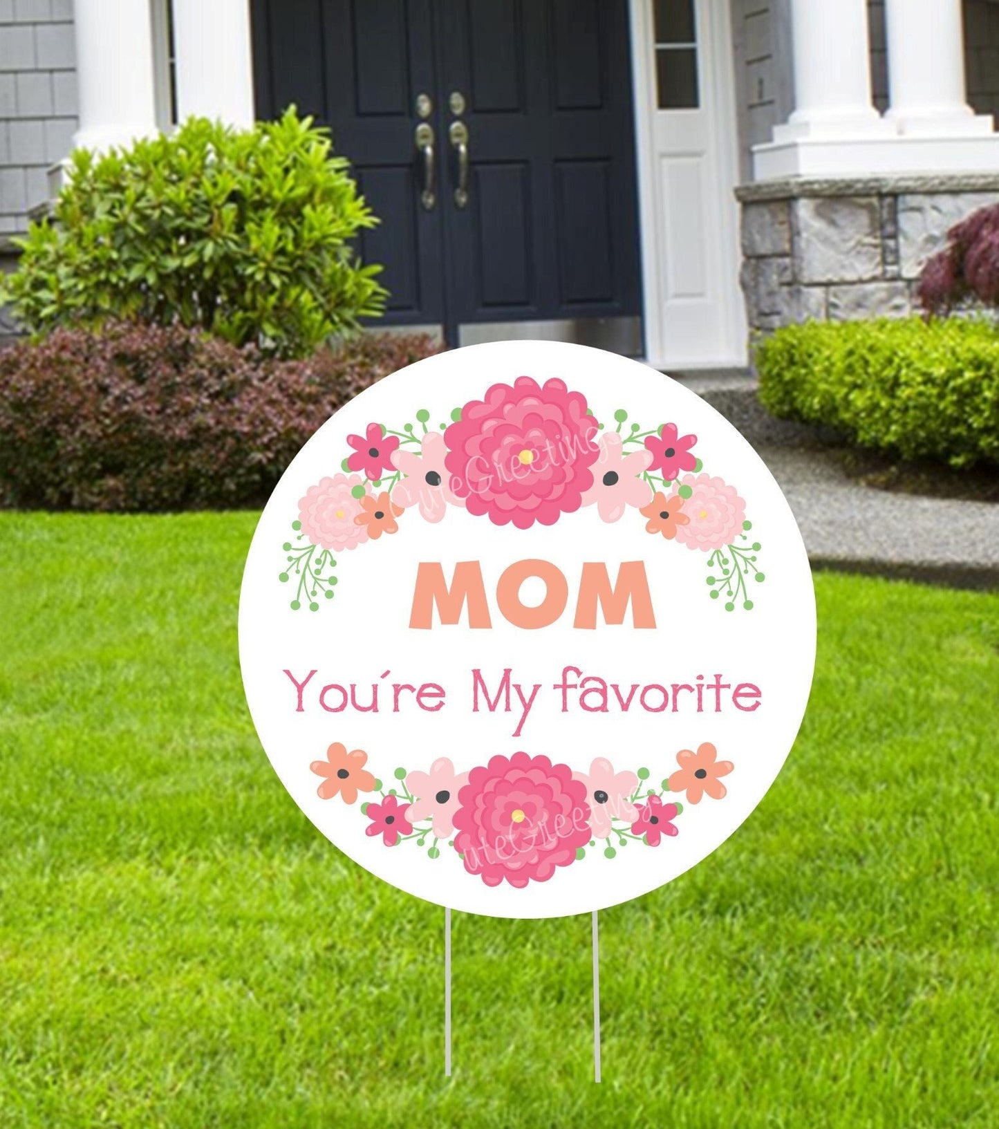 Happy Mother's Day Yard Sign: Floral Lawn Card with Stakes