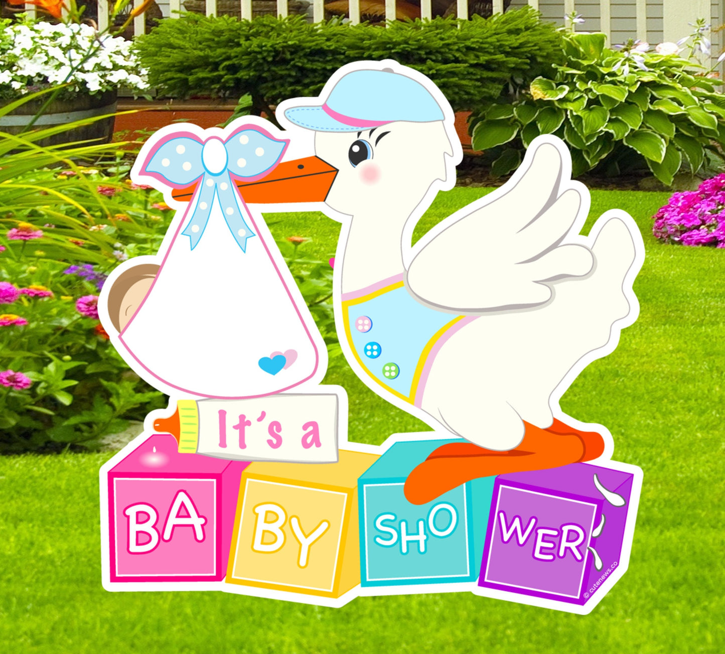 Stork Baby Shower Yard Sign: Gender Neutral Welcome Lawn Decor