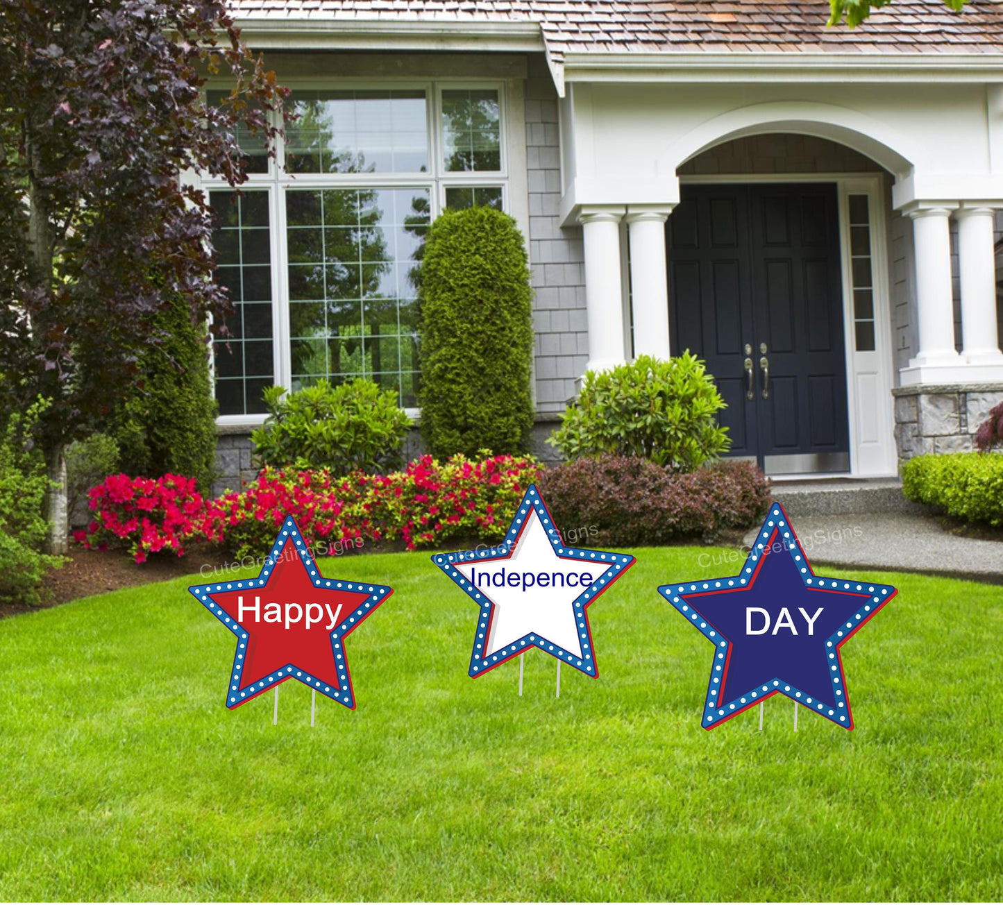 Patriotic Star Lawn Signs: 4th of July Party Decor - Set of 3