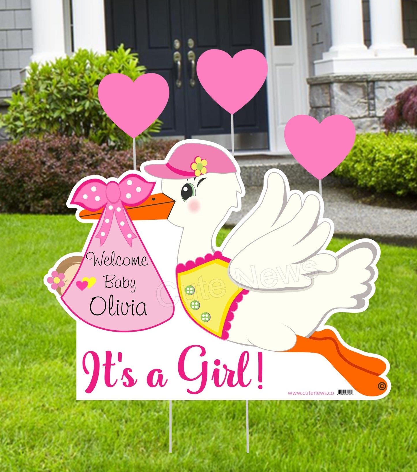 Welcome Home Baby Stork Yard Sign: New Arrival Announcement - Outdoor Lawn Decor