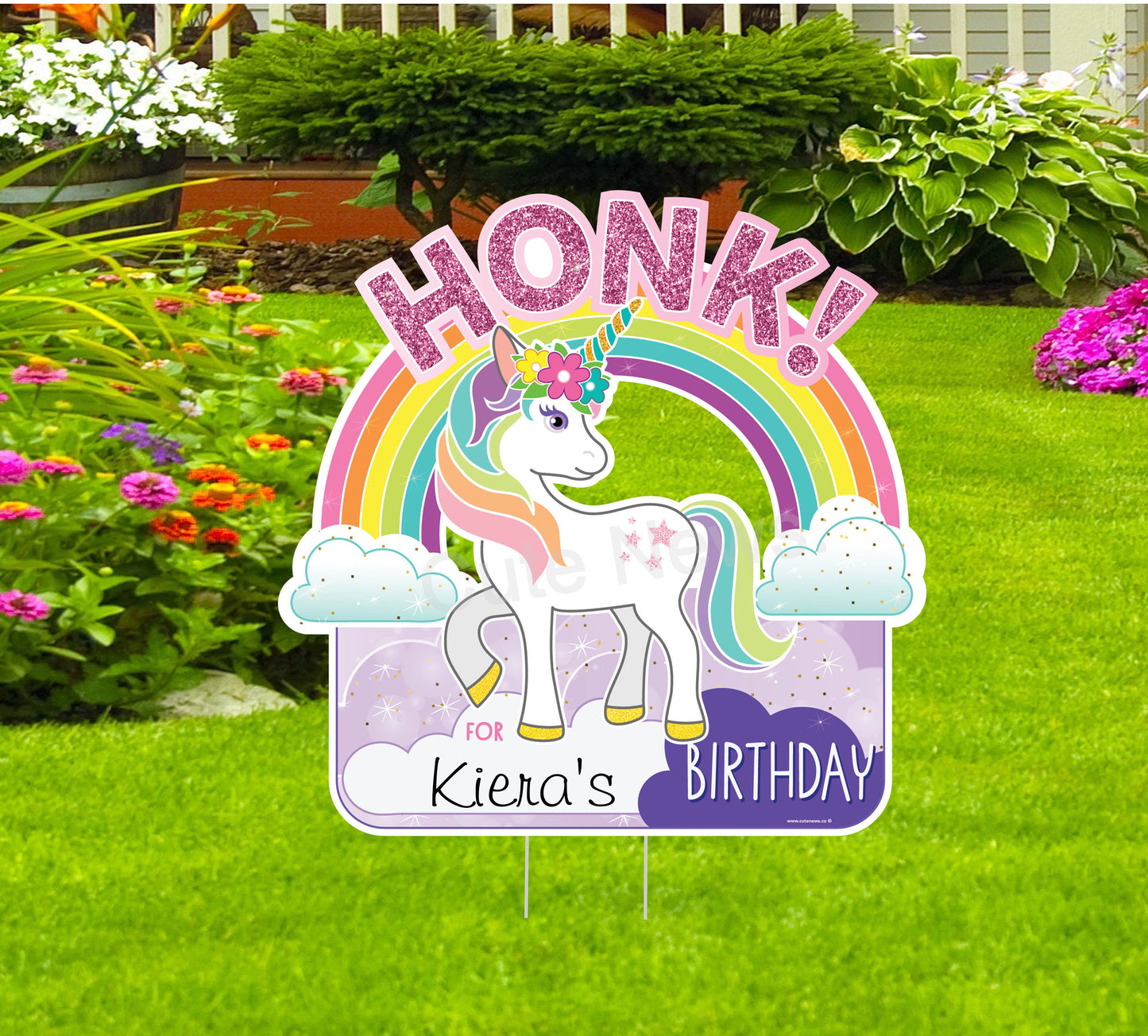 Personalized Unicorn Birthday Yard Sign: Honk It's My Birthday- Outdoor Party Decoration