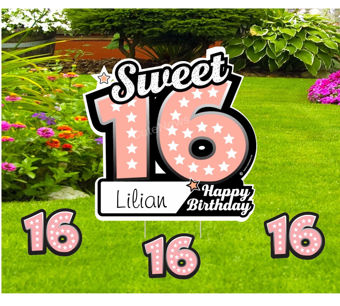 Personalized Sweet 16 Yard Sign: Birthday Party Decor