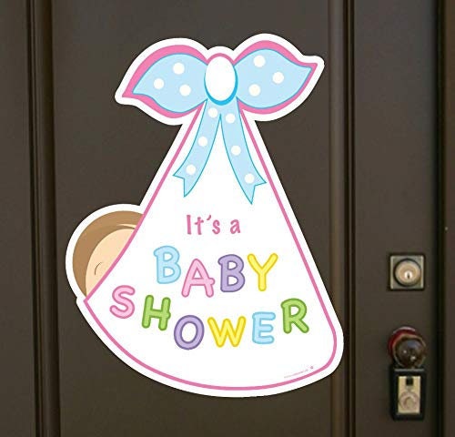 Stork Baby Shower Door Hanger: Gender Neutral Welcome Sign