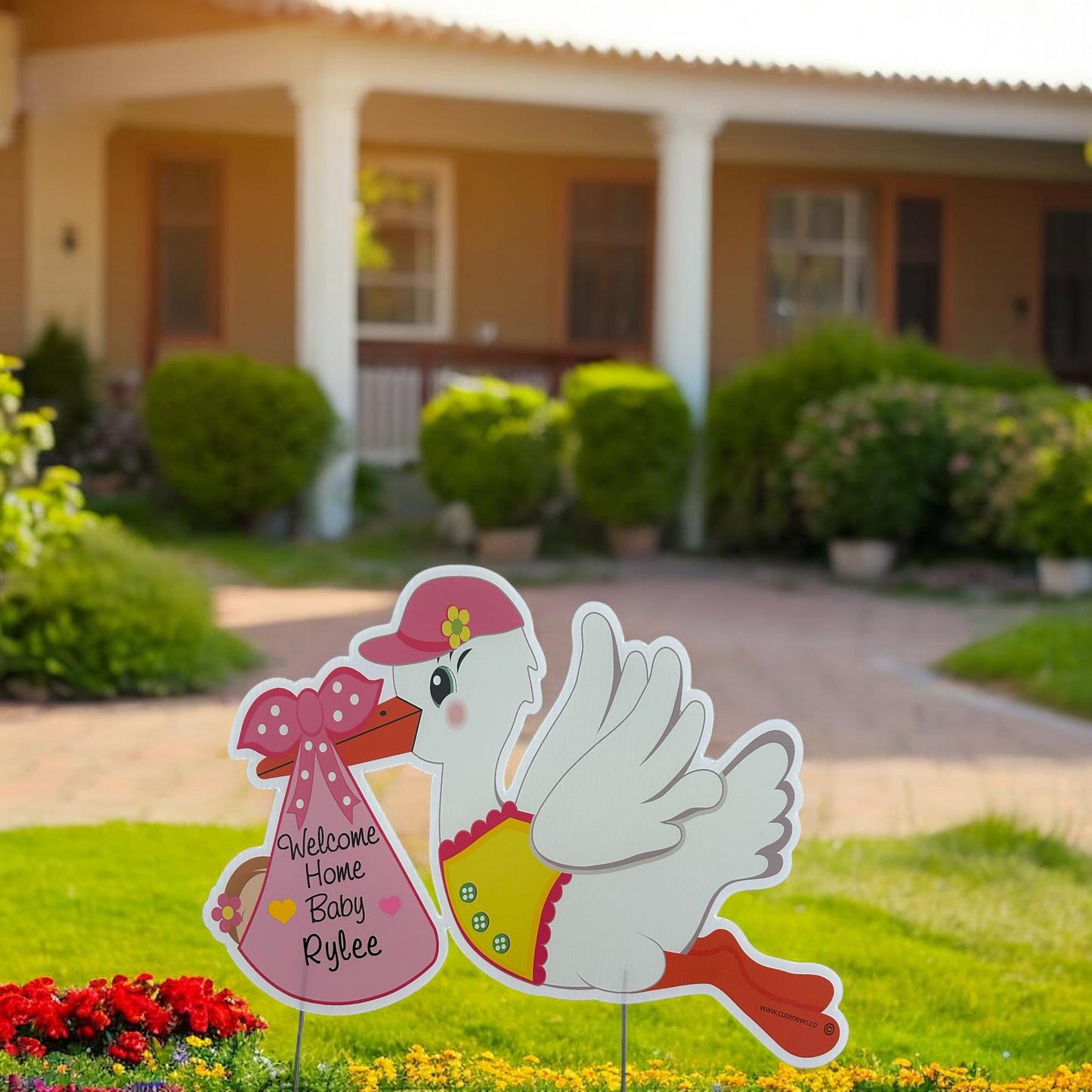 Personalized Stork Yard Sign: Welcome Home Baby Announcement