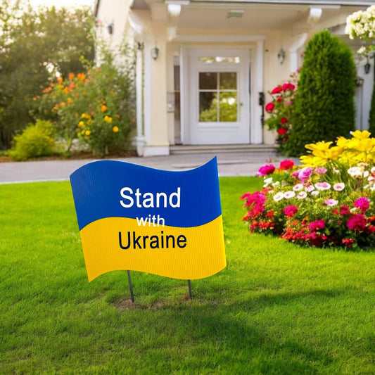 Ukraine Flag Sign, Indoor, Yard Signs Decoration, Patriotic Heart Lawn Art with Metal Stakes, Stand with Ukraine, Outdoor Patriotic Decor