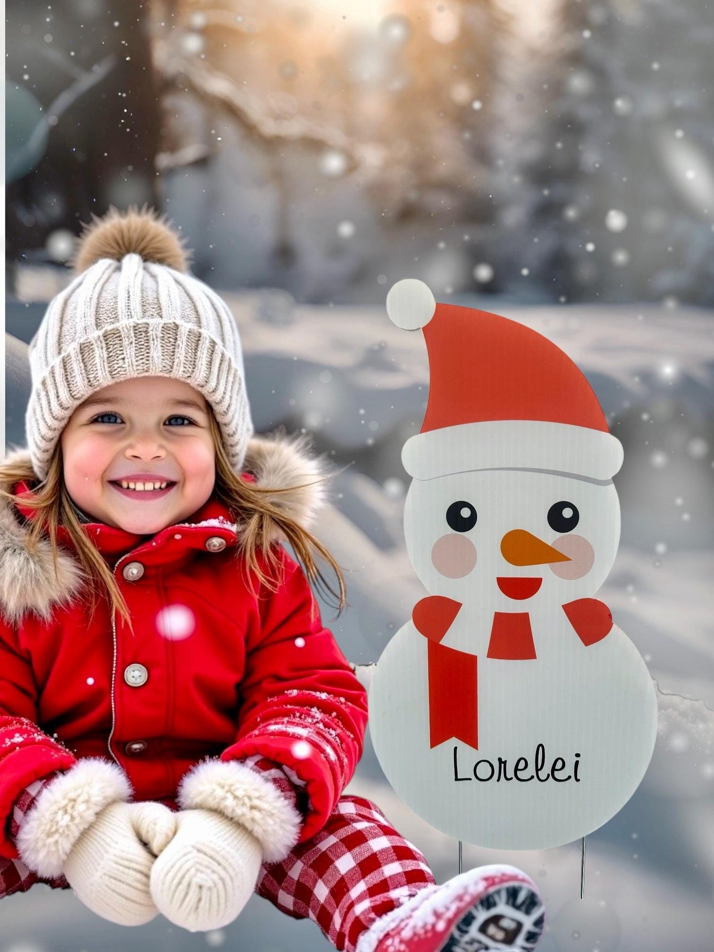 Personalized Snowman Christmas Yard Sign: Holiday Decor with Stakes