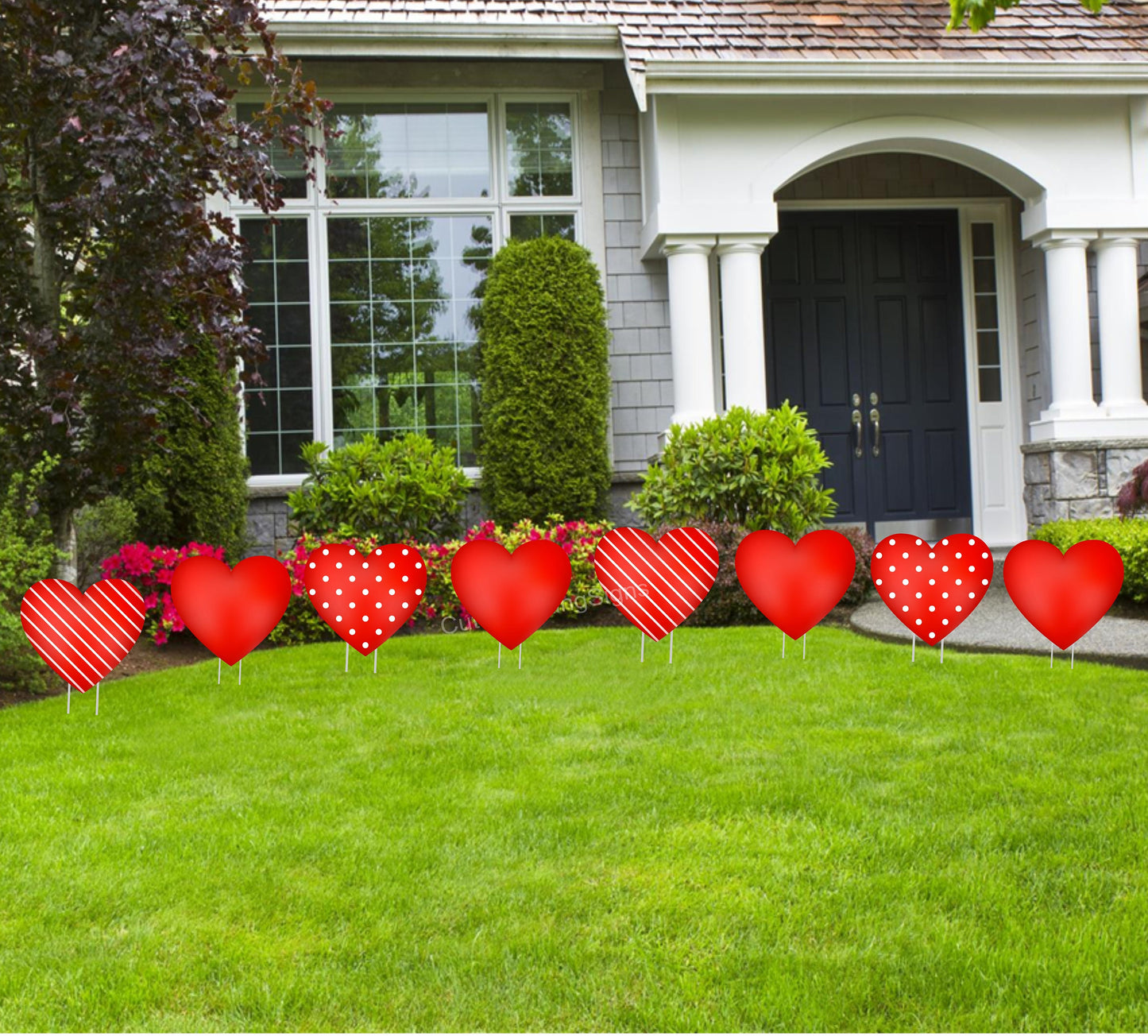 Valentines Day Hearts Yard Art Signs, Happy Holiday Lawn Celebration, Ornament Garden Card, Party Decorations with Metal Stakes, Custom Gift
