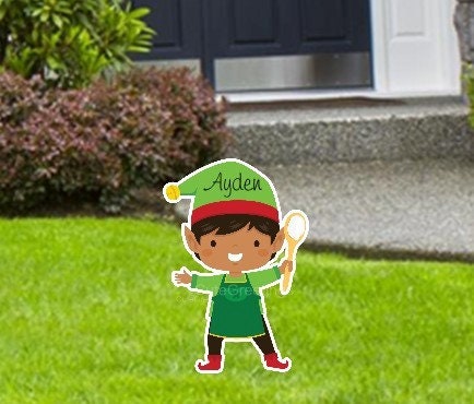 Personalized Christmas Elf Yard Sign: Custom Holiday Outdoor Decor - Christmas Gift