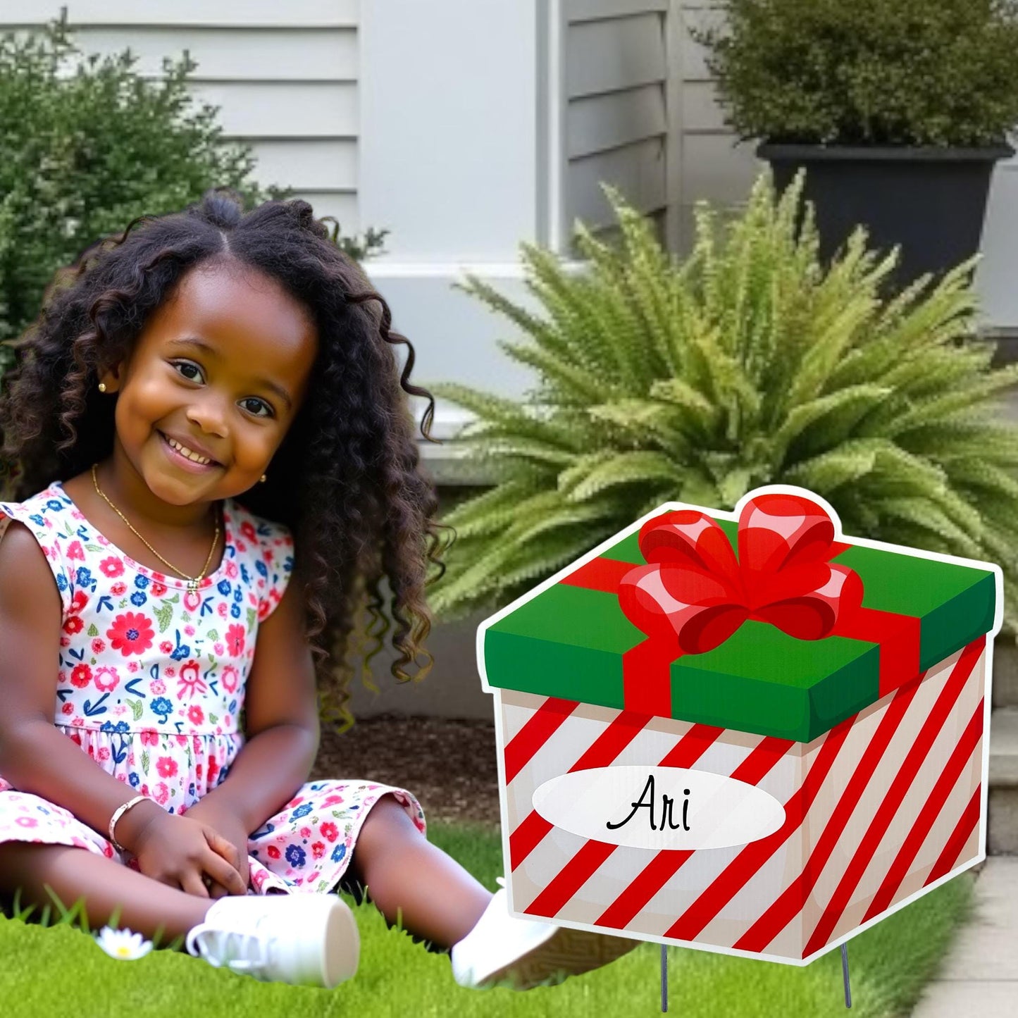 Personalized Christmas Present Yard Sign: Outdoor Holiday Decor