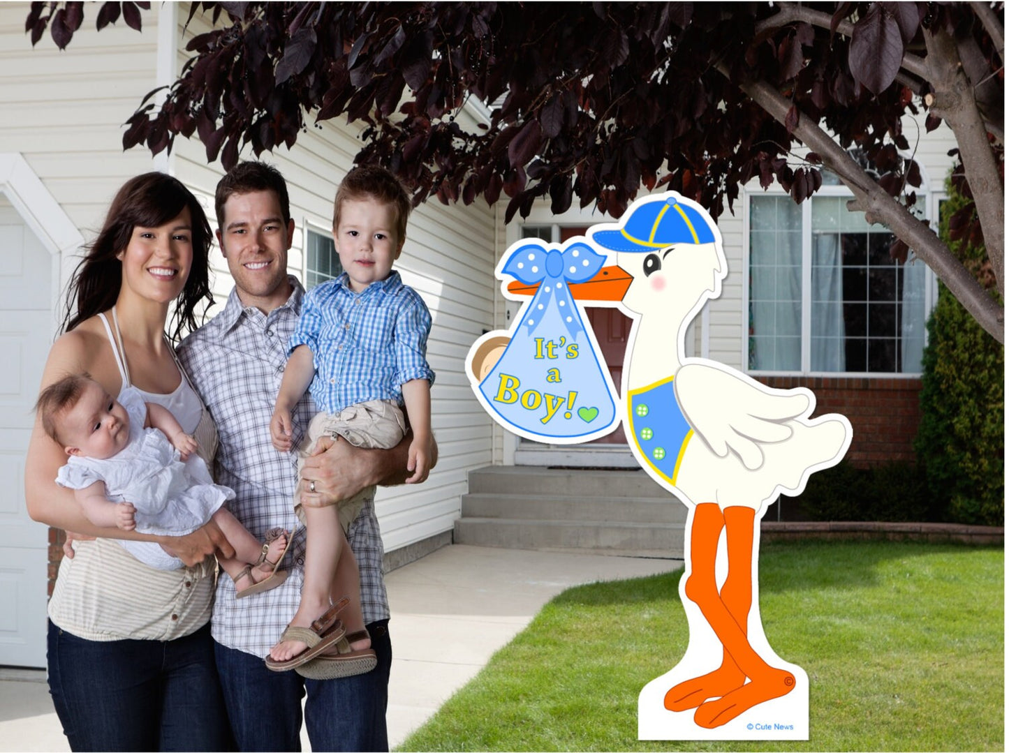 It's a Boy Outdoor Announcement Lawn Sign and Shh Baby Sleeping Door Hanger Kit, Welcome Newborn Stork Yard Card Signs, New Girl Garden Art