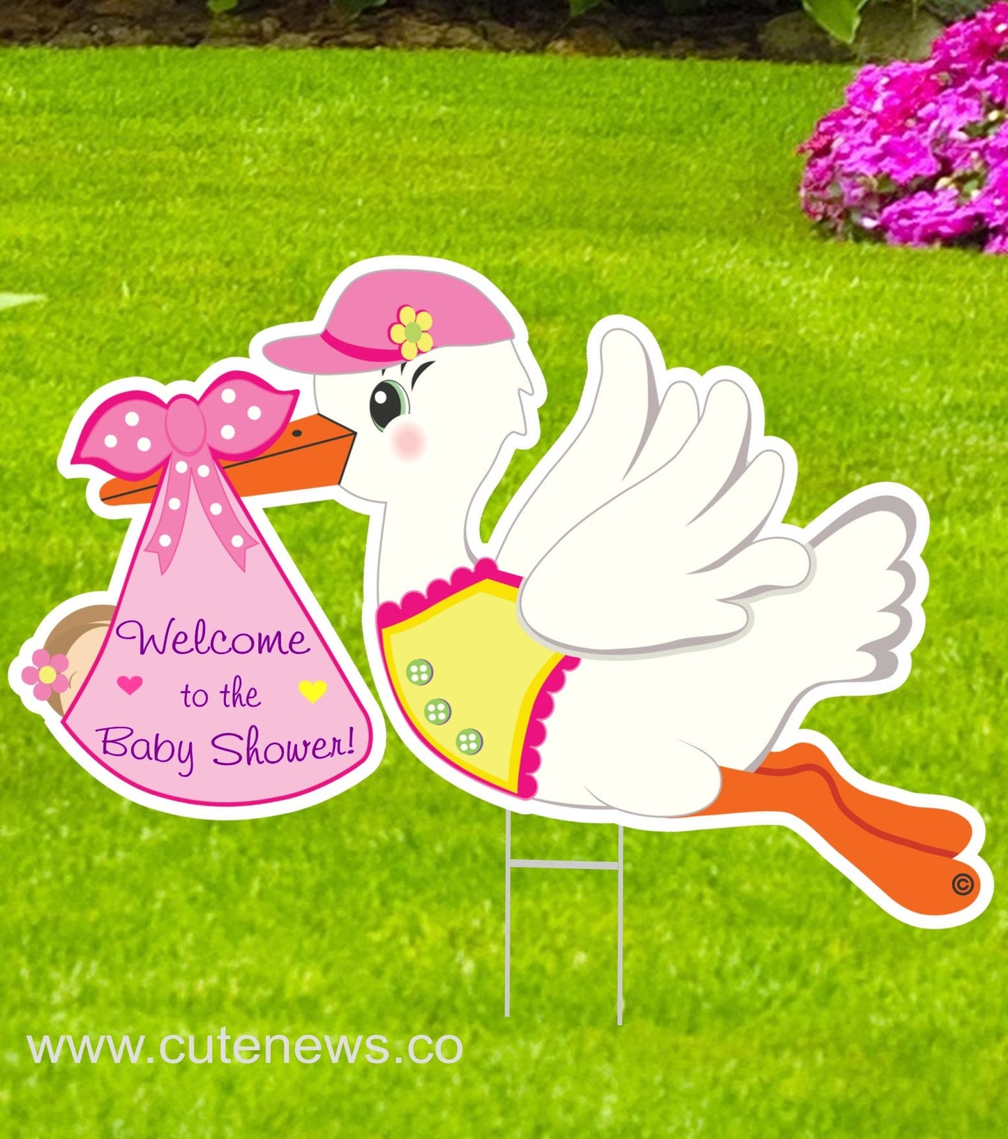 Stork Baby Shower Yard Sign: Personalized Newborn Announcement - Outdoor Decor