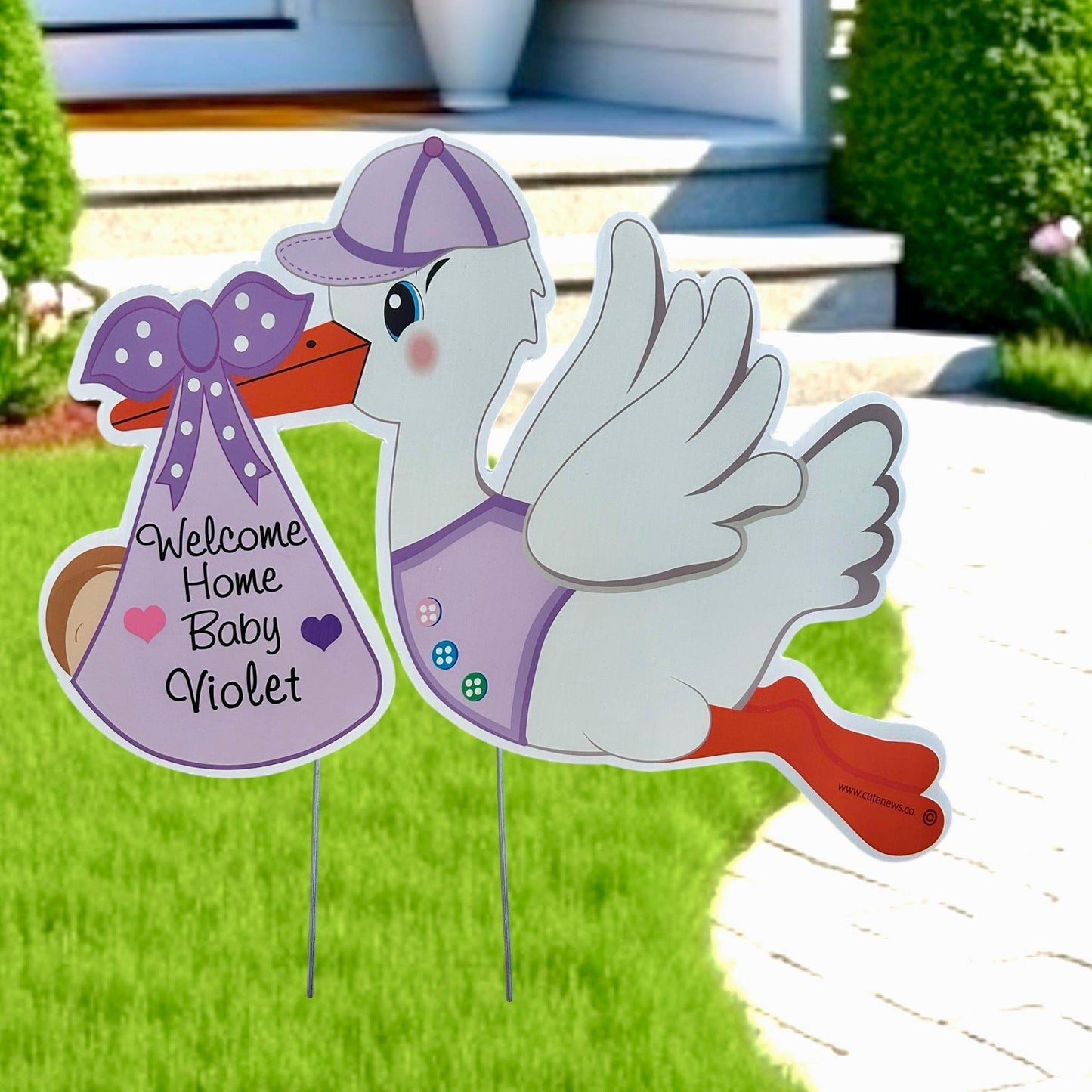 Stork Yard Sign: Welcome Home Baby Announcement - Custom Name