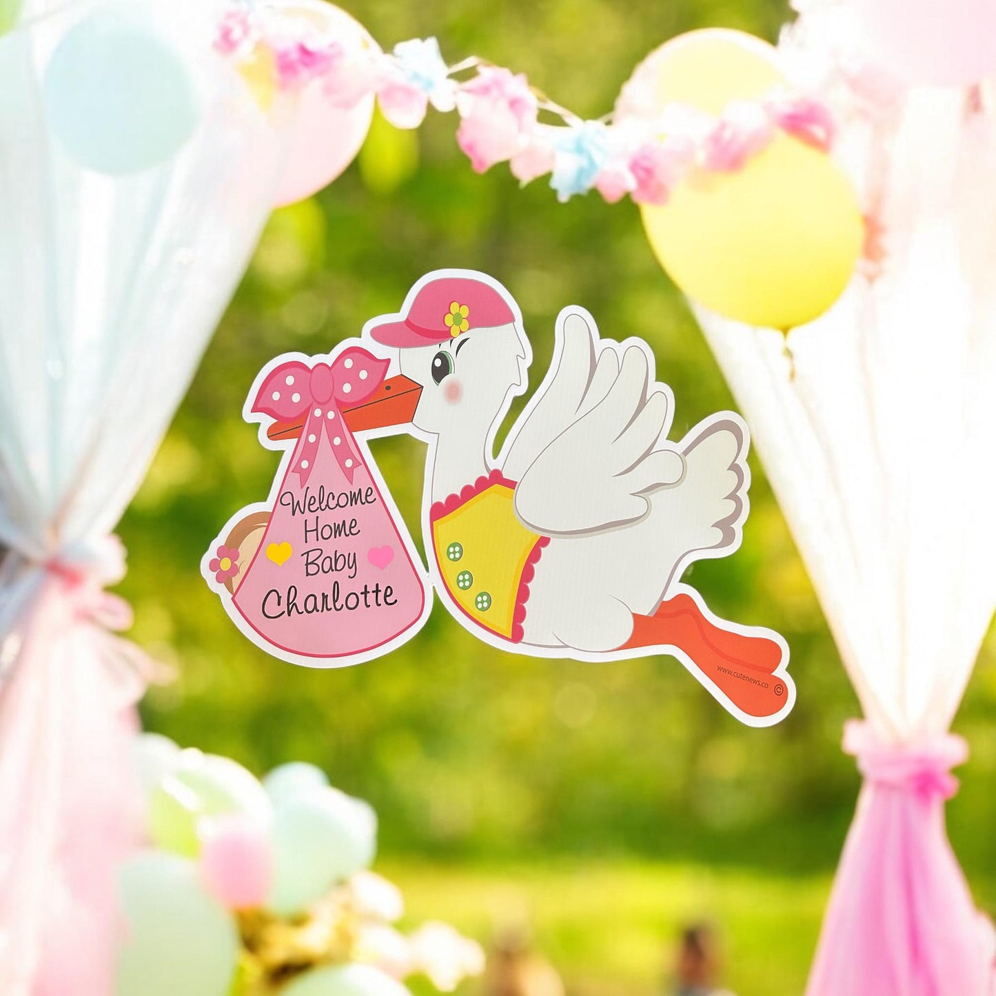 Personalized Stork Yard Sign: Welcome Home Baby Announcement Decor