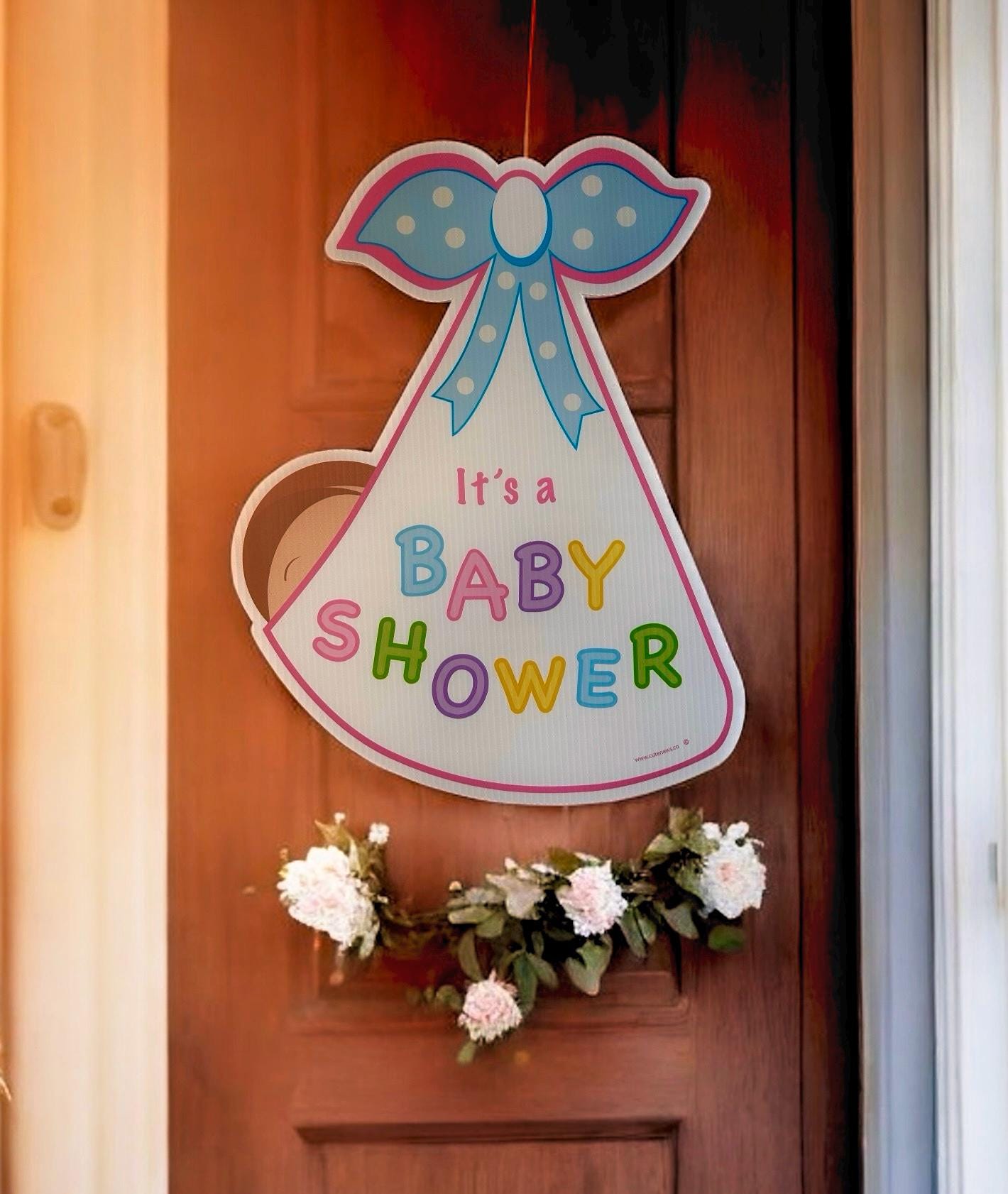 Stork Baby Shower Door Hanger: Gender Neutral Welcome Sign
