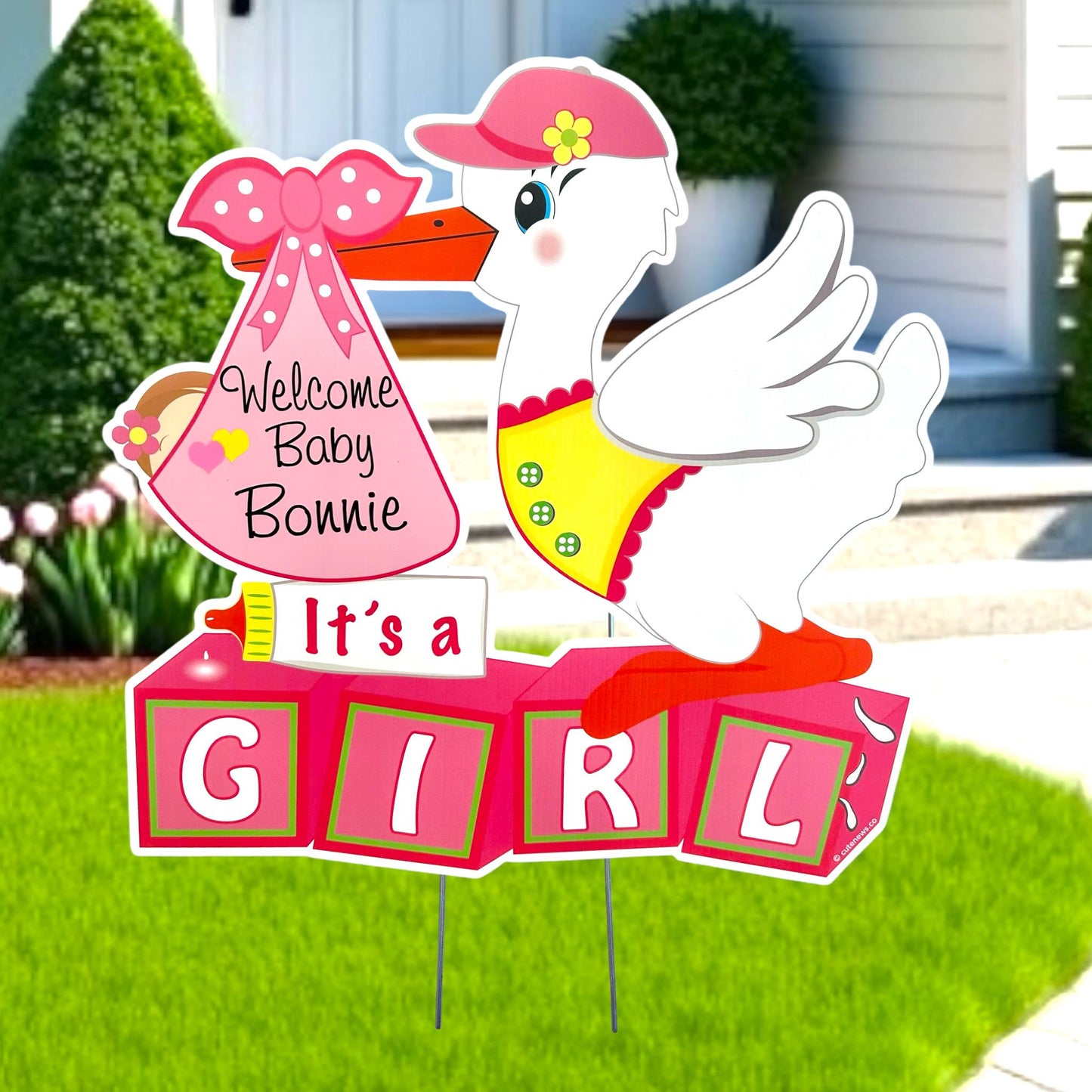 Stork Yard Sign: Newborn Baby Announcement, Sibling Star Signs, Outdoor Welcome Home Decor