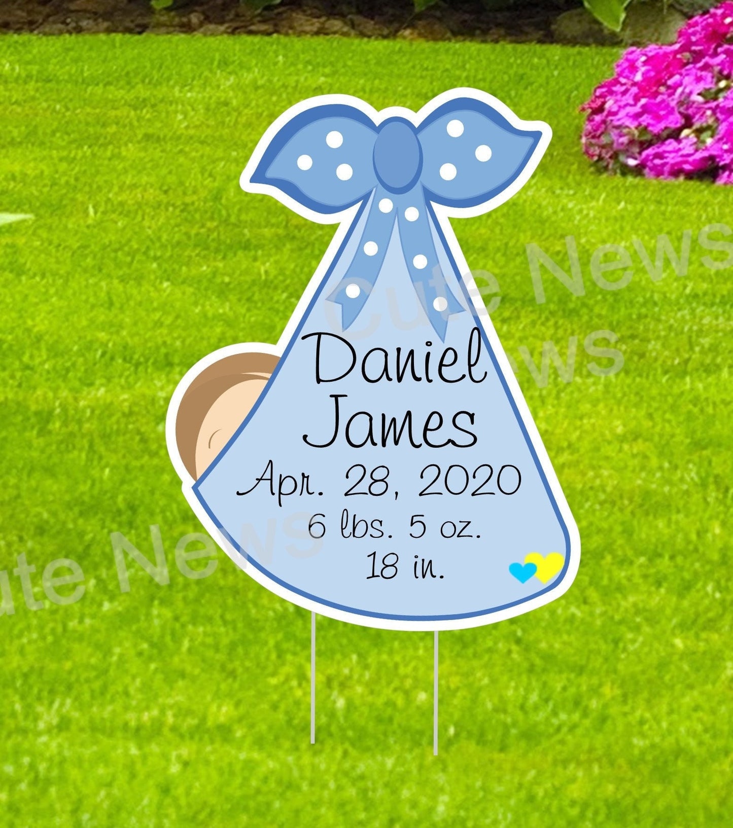 Custom Baby Birth Stats Stork Yard Sign: Newborn Arrival Announcement