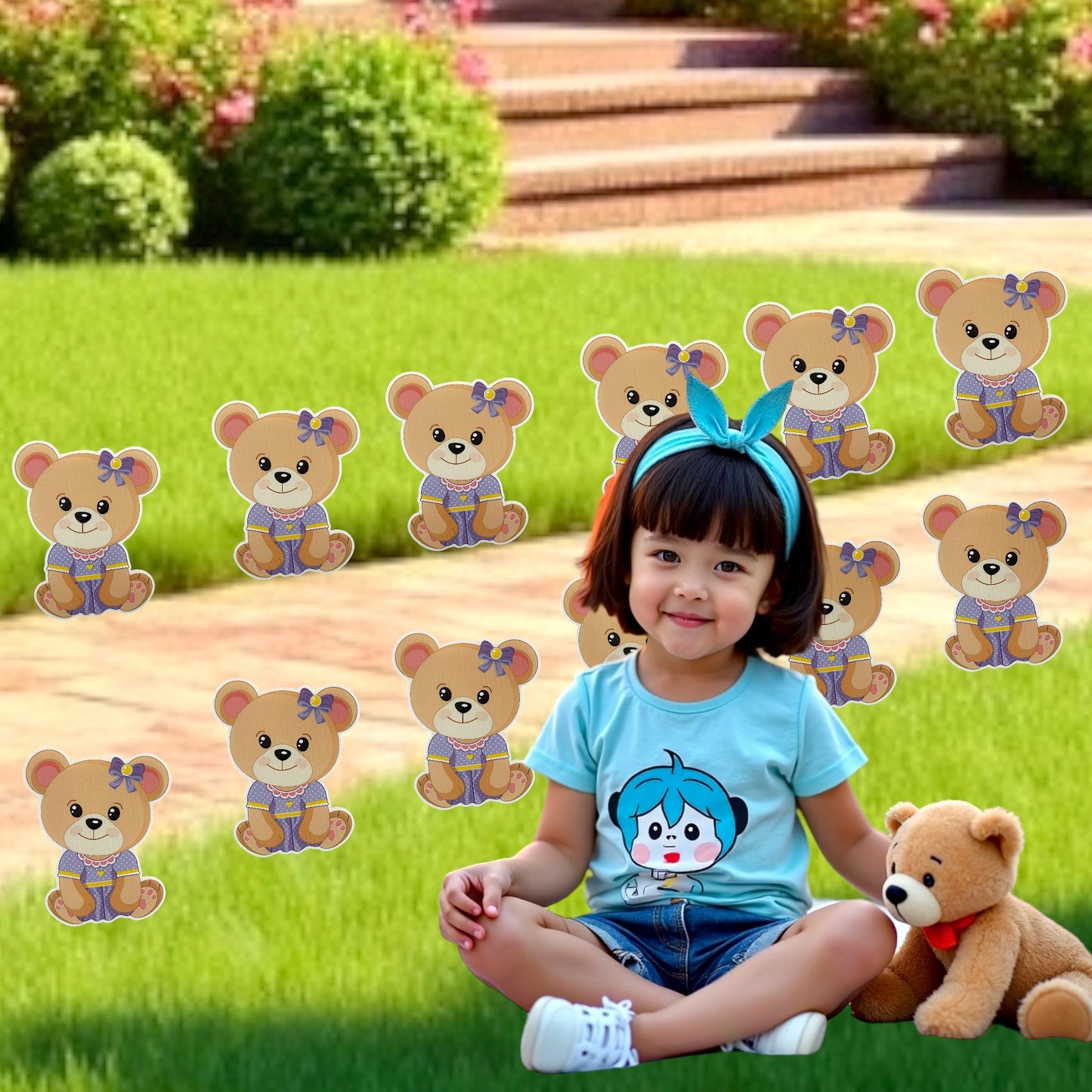 Teddy Bear Baby Shower Yard Banner: Gender Reveal Party Decor, Set of 14