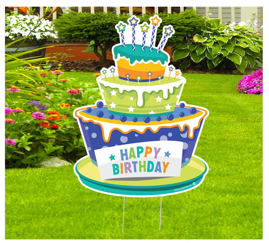 Happy Birthday Cake Yard Signs, Outdoor Custom Birthday Card, Personalized Lawn Decoration, Honk It's My Birthday Celebration Decoration Art