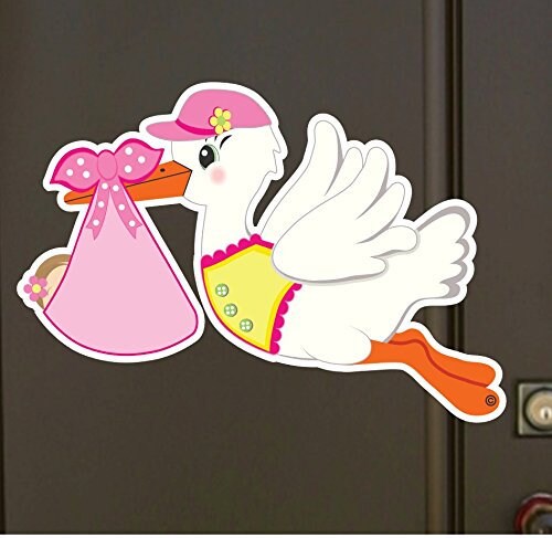 Stork Door Hanger: Welcome Home Baby Boy Sign, Newborn Announcement