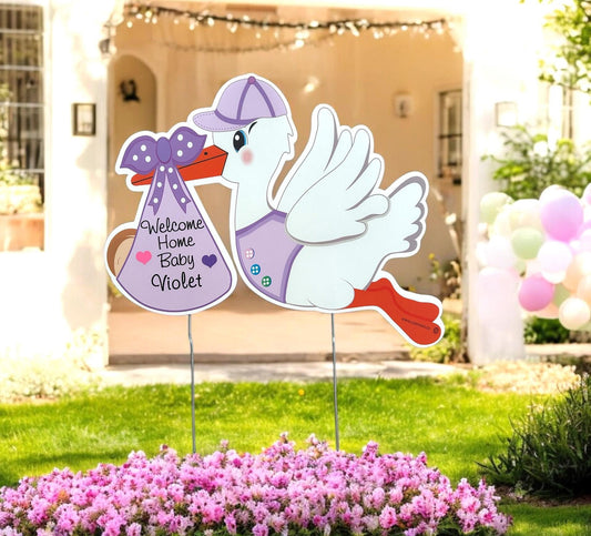Welcome Home Baby Stork Yard Sign: Gender Reveal, Shower Gift