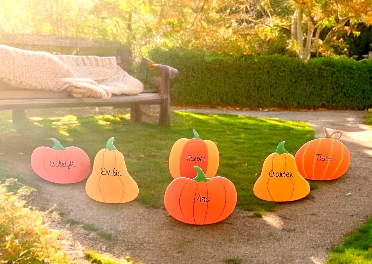 Personalized Pumpkin Yard Decor: Thanksgiving Fall Cutouts with Stakes - Outdoor