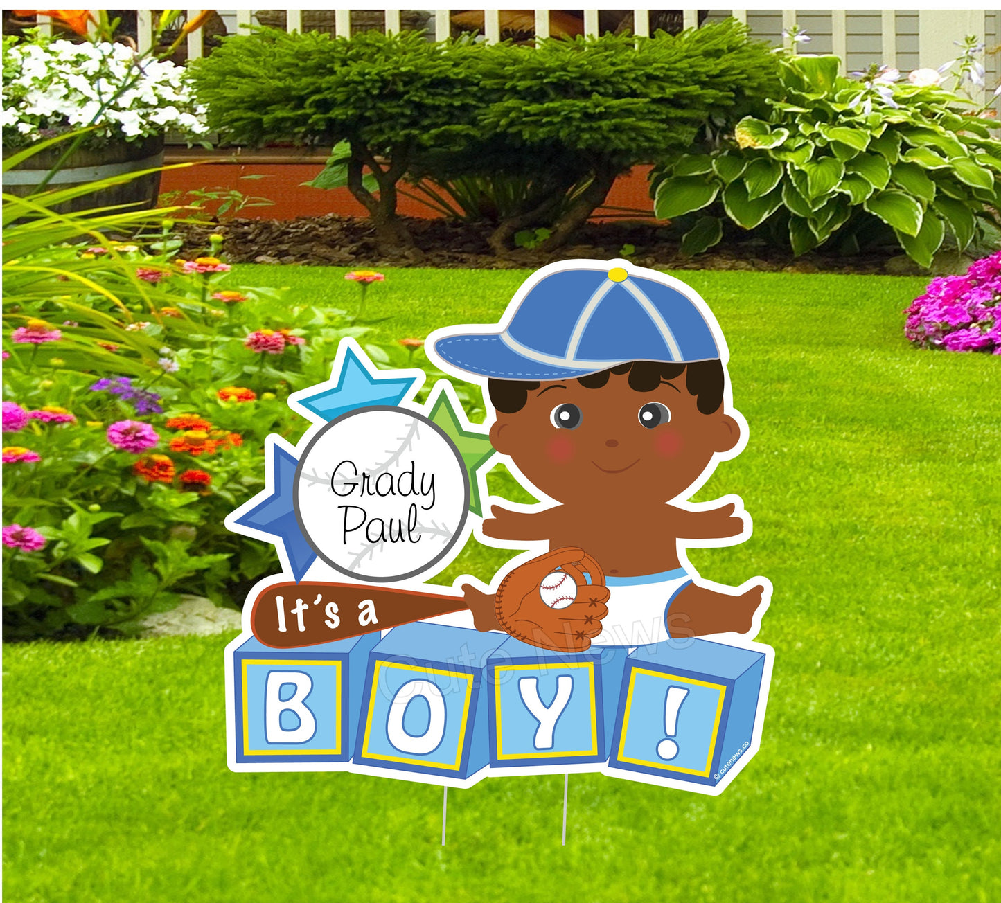 It’s a Boy or Girl Baseball Yard Sign – Personalized Baby Announcement Lawn Decor – Welcome Home Newborn – New Birth Arrival - Stork Gift