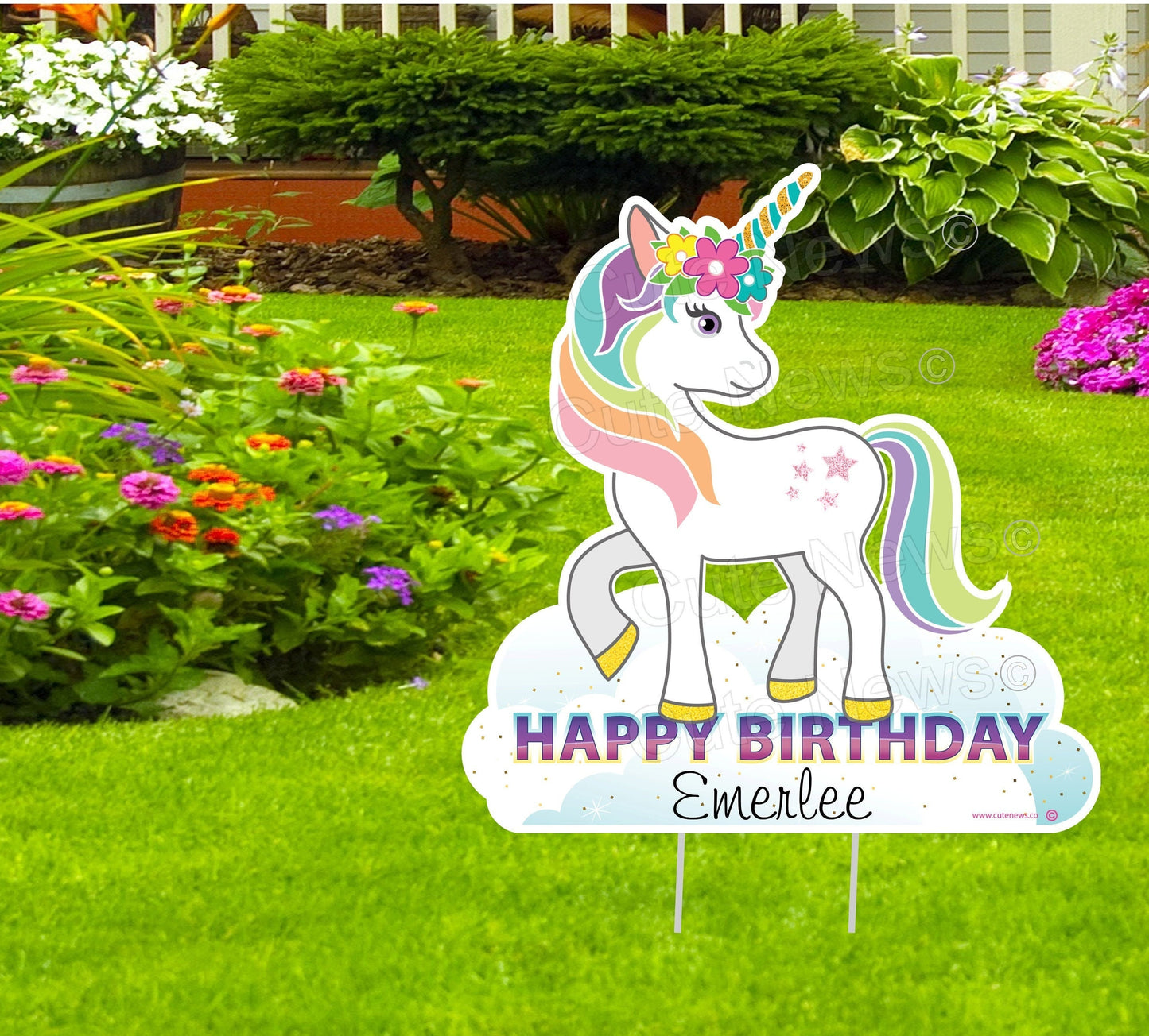 Personalized Unicorn Birthday Yard Sign: Outdoor Party Decor