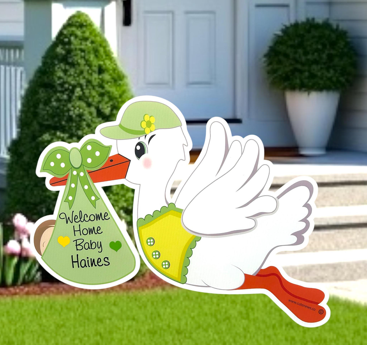 Personalized Stork Yard Sign: Newborn Baby Announcement - Welcome Home Decor