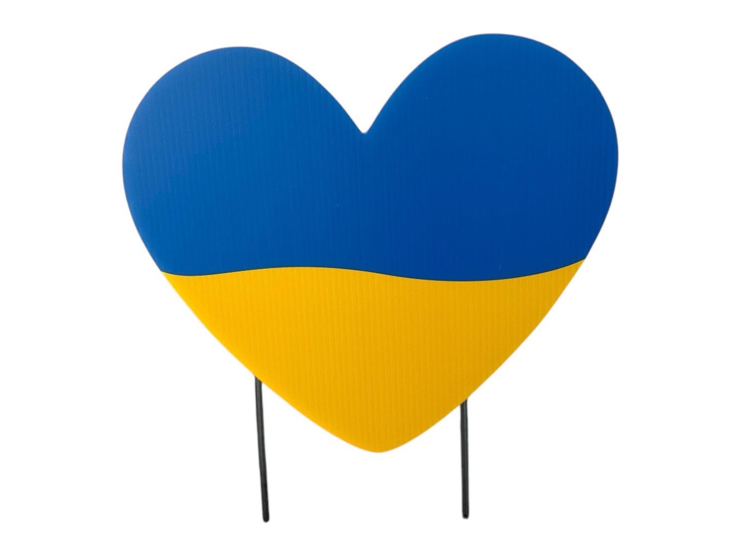 Stand with Ukraine Heart Yard Sign, Outdoor Decoration, Peace for Ukraine, Patriotic Lawn Art with Metal Stakes