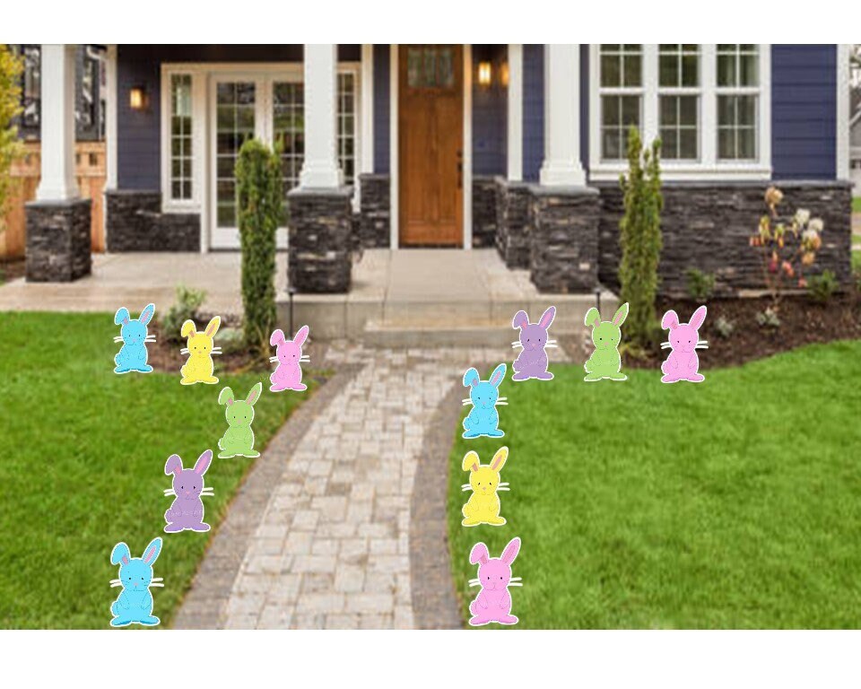 Easter Bunny Yard Decorations: Pastel Lawn Decor Set