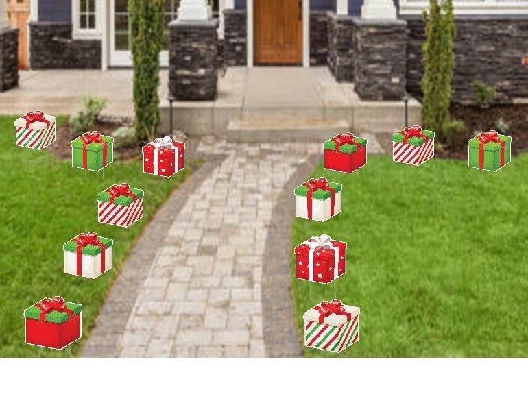 Christmas Yard Decoration Signs: Holiday Outdoor Lawn Art, Set of 12