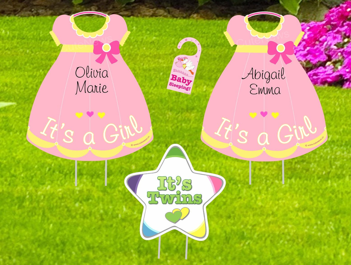 Twin Newborn Announcement Yard Signs: It's a Boy, It's a Girl, Welcome Home  Baby Decoration