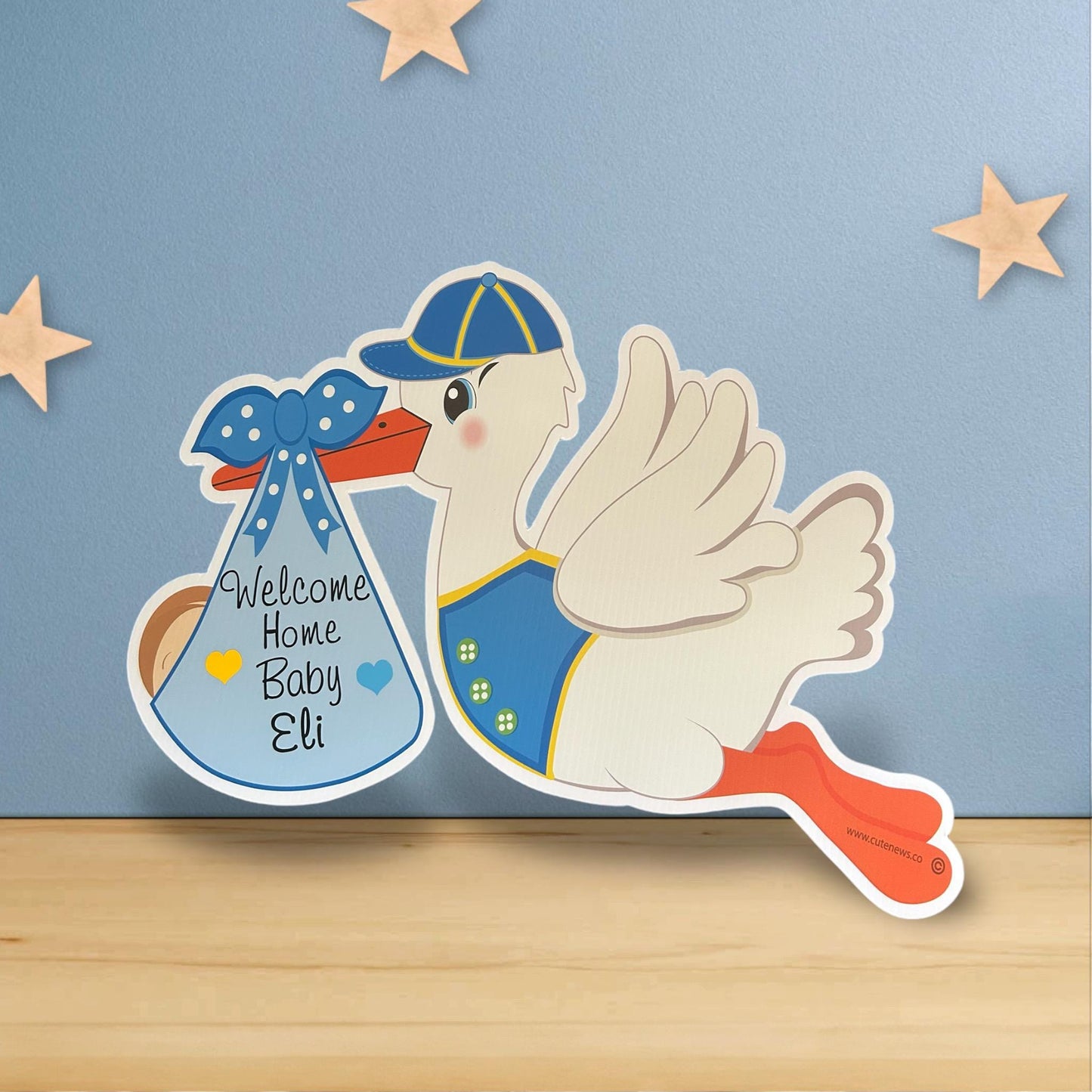Welcome Baby Shower Stork Sign, Gender Neutral Shower Party Decoration Signs, Custom Name Unisex Shower Door Hanger Wreath