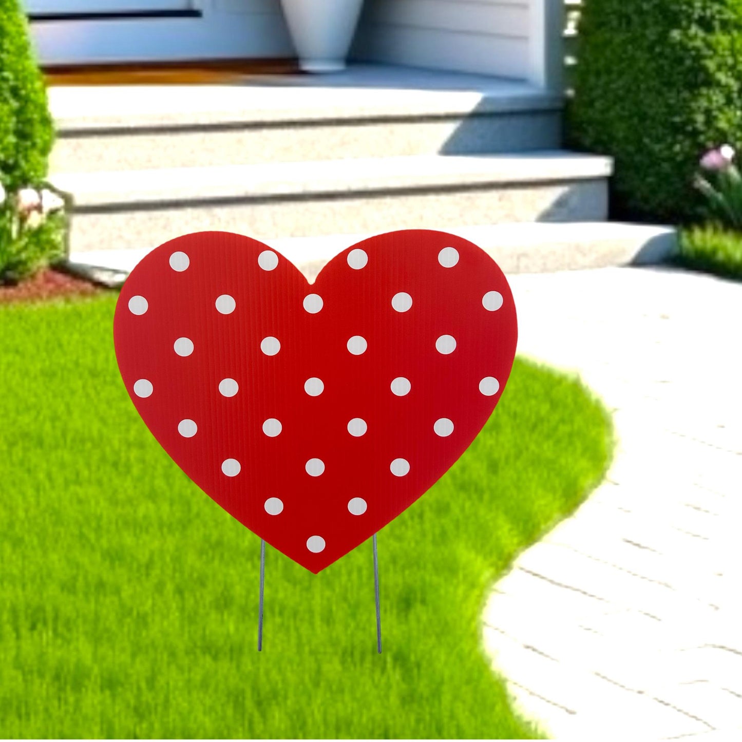 Red Heart Yard Sign: Valentine's Day Lawn Decor with Metal Stakes - Outdoor Decorations