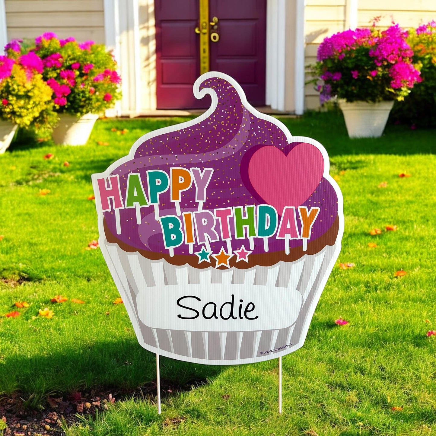 Personalized Cupcake Birthday Yard Sign: Outdoor Party Decor