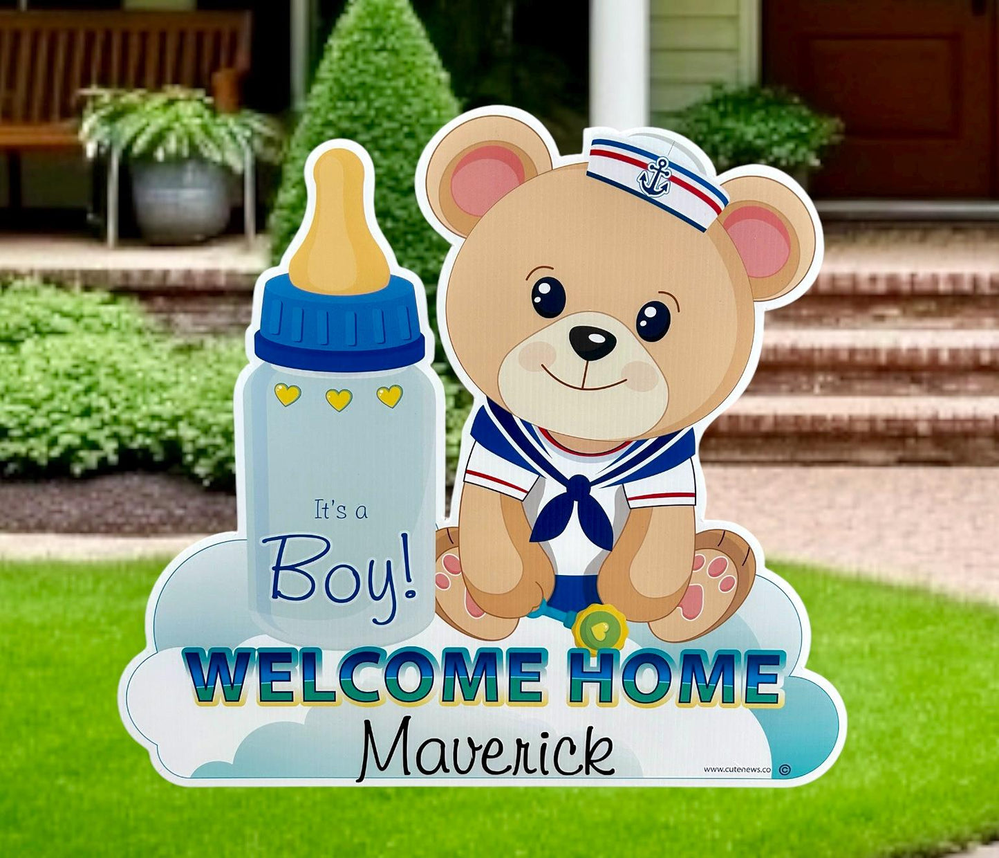 Baby Welcome Sign Personalized Baby Teddy Bear Decoration Its a Girl Yard Sign Newborn Sign Its a Boy Welcome Home Baby Birth Announcement