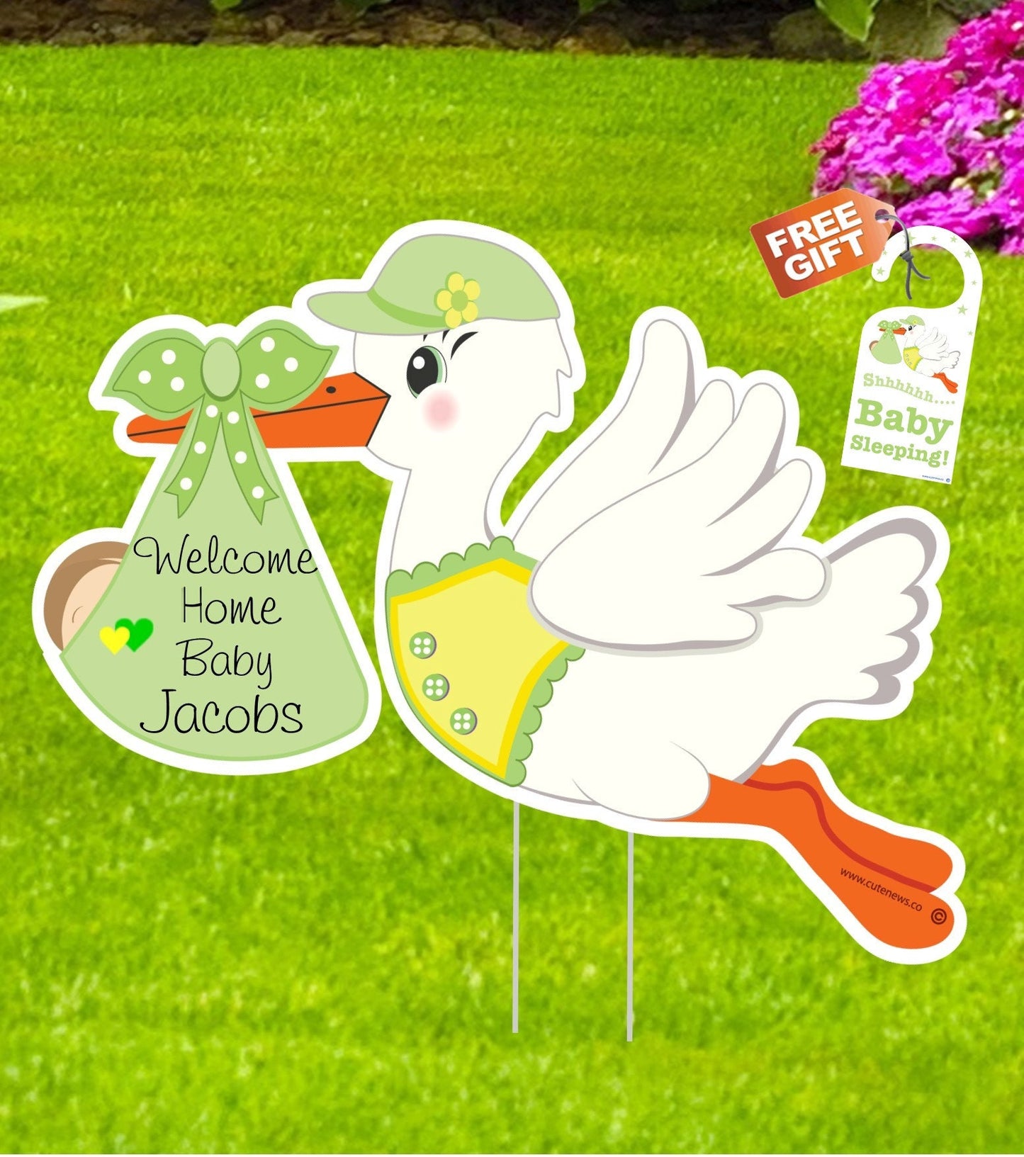 Welcome Home Baby Stork Yard Sign: Gender Reveal, Shower Gift