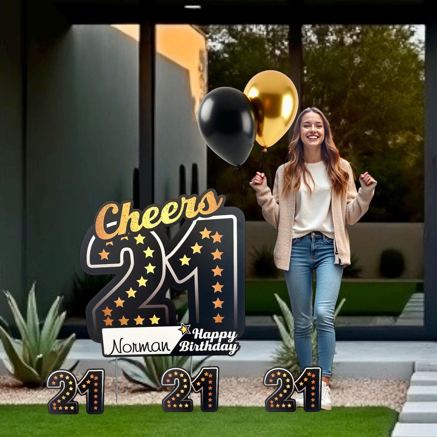 Personalized 21st Birthday Yard Sign: Outdoor Celebration Decor