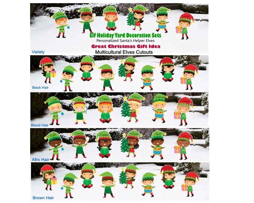 Personalized Christmas Elf Yard Art: Holiday Decor, Custom Name Cutouts -Outdoor Yard Decorations