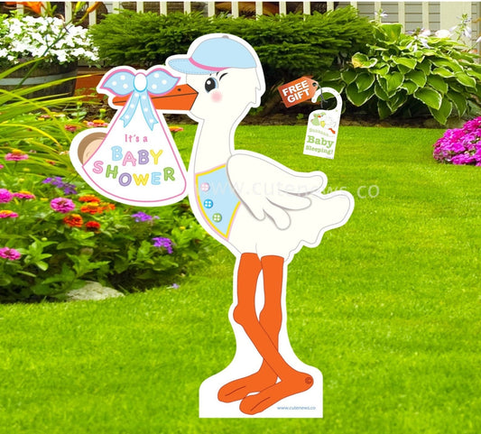 Stork Baby Shower Yard Sign: 4ft Outdoor Gender Neutral Decor